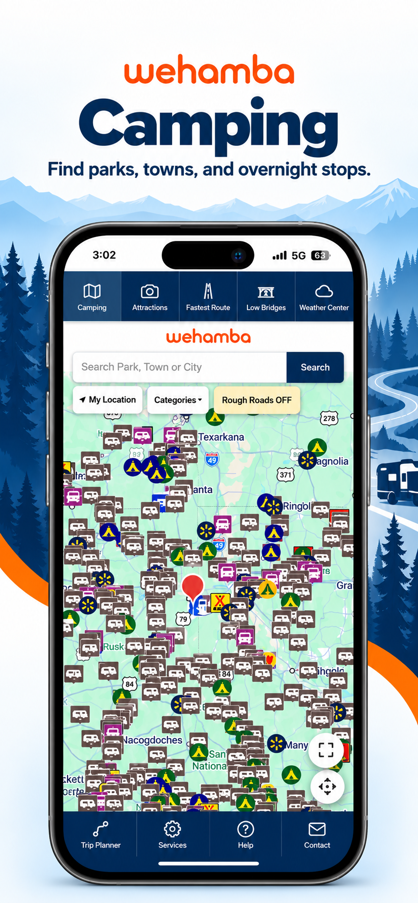 Wehamba camping map screenshot